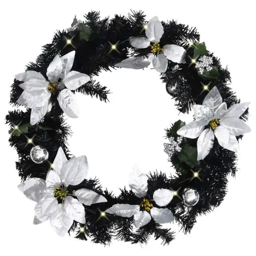 vidaXL Christmas Wreath with LED Lights Black 60 cm PVC