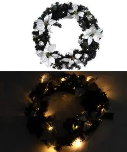 vidaXL Christmas Wreath with LED Lights Black 60 cm PVC