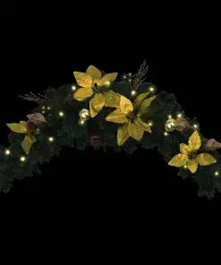 vidaXL Christmas Arch with LED Lights Green 90 cm PVC