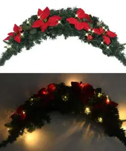 vidaXL Christmas Arch with LED Lights Green 90 cm PVC