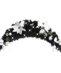 vidaXL Christmas Arch with LED Lights Black 90 cm PVC