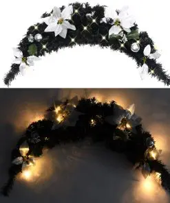 vidaXL Christmas Arch with LED Lights Black 90 cm PVC