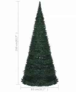 vidaXL Pop-up String Artificial Christmas Tree with LED Green 210 cm