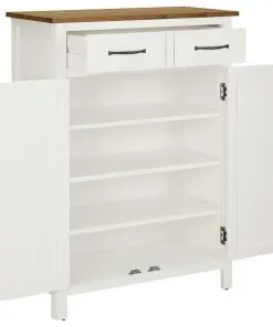 vidaXL Shoe Cabinet 76x37x105 cm Solid Oak Wood