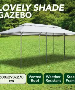 vidaXL Gazebo 600x298x270 cm White 180g/m²