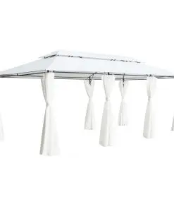 vidaXL Gazebo with Curtains 600x298x270 cm White 180g/m²