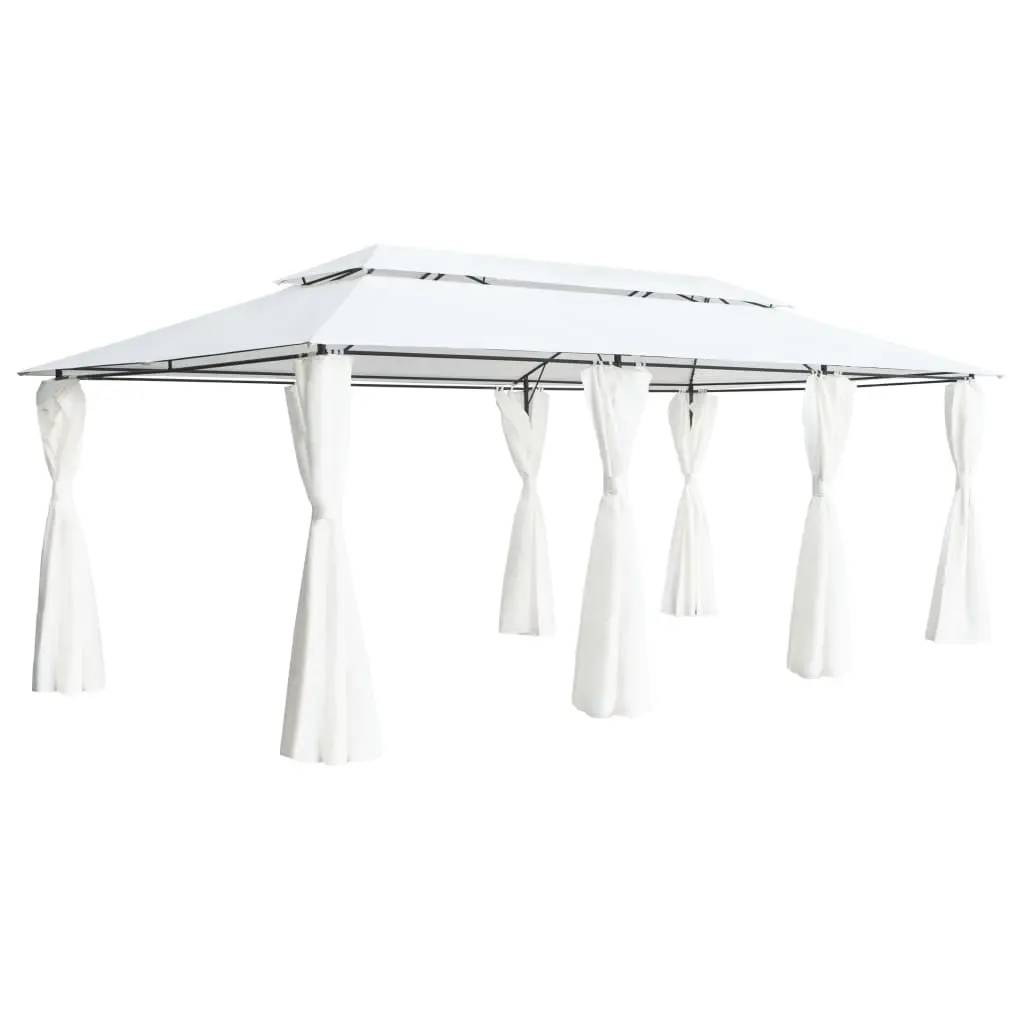 vidaXL Gazebo with Curtains 600x298x270 cm White 180g/m²