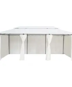 vidaXL Gazebo with Curtains 600x298x270 cm White 180g/m²