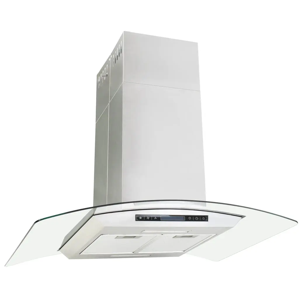 vidaXL Island Range Hood 90 cm LCD Display Touch Sensor 756 m³/h LED