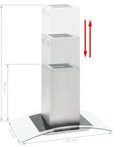 vidaXL Island Range Hood 90 cm LCD Display Touch Sensor 756 m³/h LED