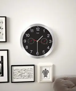 vidaXL Wall Clock with Quartz Movement Hygrometer and Thermometer 30 cm Black