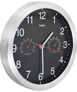 vidaXL Wall Clock with Quartz Movement Hygrometer and Thermometer 30 cm Black