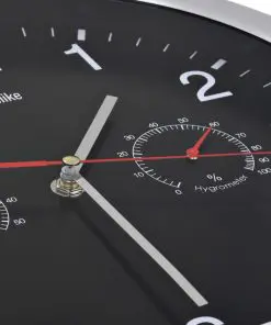 vidaXL Wall Clock with Quartz Movement Hygrometer and Thermometer 30 cm Black