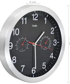vidaXL Wall Clock with Quartz Movement Hygrometer and Thermometer 30 cm Black