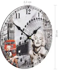 vidaXL Vintage Wall Clock Marilyn Monroe 30 cm