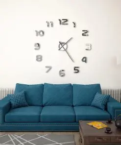 vidaXL 3D Wall Clock Modern Design 100 cm XXL Silver