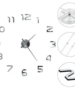 vidaXL 3D Wall Clock Modern Design 100 cm XXL Silver