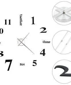 vidaXL 3D Wall Clock Modern Design 100 cm XXL Black