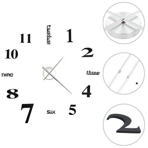 vidaXL 3D Wall Clock Modern Design 100 cm XXL Black