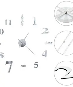 vidaXL 3D Wall Clock Modern Design 100 cm XXL Silver