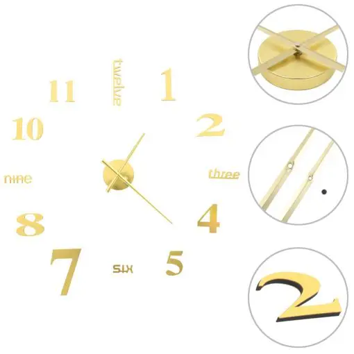 vidaXL 3D Wall Clock Modern Design 100 cm XXL Gold