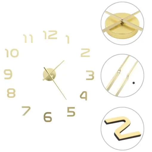 vidaXL 3D Wall Clock Modern Design 100 cm XXL Gold