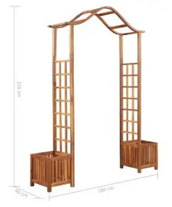 vidaXL Garden Arch with Planter Solid Acacia Wood 180x40x218 cm