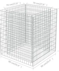 vidaXL Gabion Raised Bed Galvanised Steel 90x90x100 cm