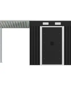 vidaXL Garden Shed with Extended Roof Anthracite 346x121x181 cm Steel