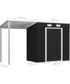 vidaXL Garden Shed with Extended Roof Anthracite 346x121x181 cm Steel