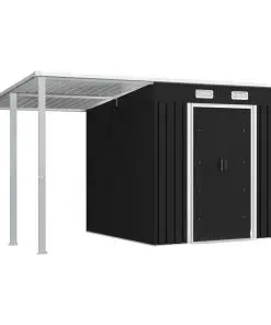 vidaXL Garden Shed with Extended Roof Anthracite 346x193x181 cm Steel