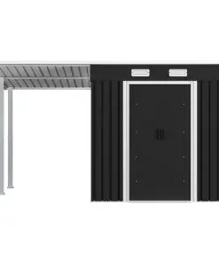 vidaXL Garden Shed with Extended Roof Anthracite 346x193x181 cm Steel