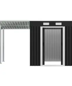 vidaXL Garden Shed with Extended Roof Anthracite 346x193x181 cm Steel