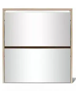 vidaXL Shoe Cabinet 2-Layer Mirror Oak 63x17x67 cm