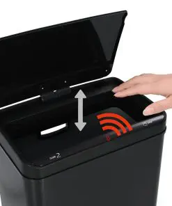 vidaXL Automatic Sensor Dustbin Black Steel 60 L