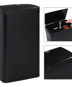 vidaXL Automatic Sensor Dustbin Black Steel 70 L