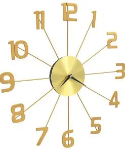 vidaXL Wall Clock Metal 50 cm Golden