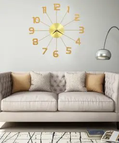 vidaXL Wall Clock Metal 50 cm Golden