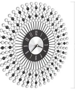 vidaXL Wall Clock Metal 43 cm Black