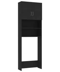 vidaXL Washing Machine Cabinet Black 64×25.5×190 cm Chipboard