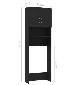 vidaXL Washing Machine Cabinet Black 64×25.5×190 cm Chipboard