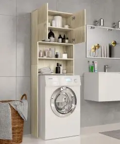 vidaXL Washing Machine Cabinet Sonoma Oak 64×25.5×190 cm Chipboard