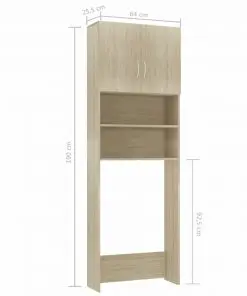 vidaXL Washing Machine Cabinet Sonoma Oak 64×25.5×190 cm Chipboard