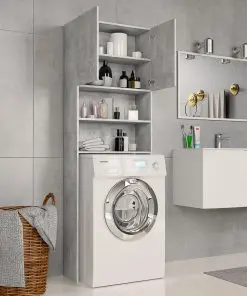vidaXL Washing Machine Cabinet Concrete Grey 64×25.5×190 cm Chipboard