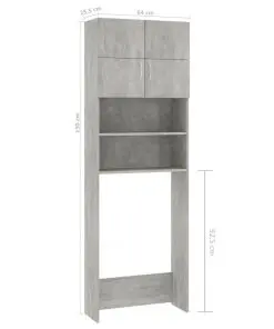 vidaXL Washing Machine Cabinet Concrete Grey 64×25.5×190 cm Chipboard