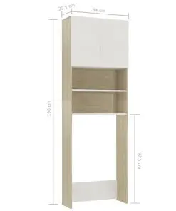 vidaXL Washing Machine Cabinet White and Sonoma Oak 64×25.5×190 cm Chipboard