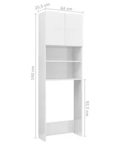 vidaXL Washing Machine Cabinet High Gloss White 64×25.5×190 cm Chipboard