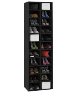 vidaXL Shoe Cabinet Black 54x34x183 cm Chipboard