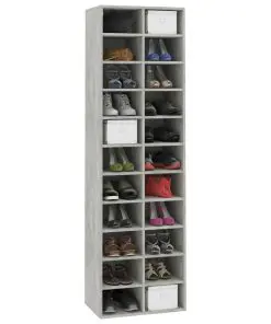 vidaXL Shoe Cabinet Concrete Grey 54x34x183 cm Chipboard