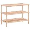 vidaXL 3-Tier Shoe Rack Solid Fir Wood